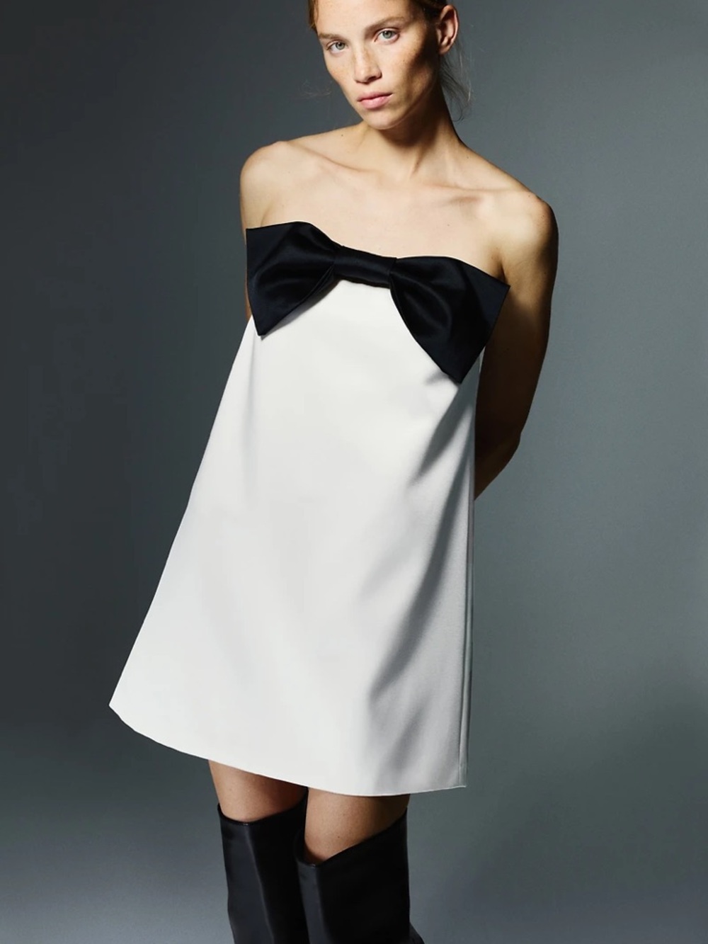NWT H&M Black & White Bow Dress